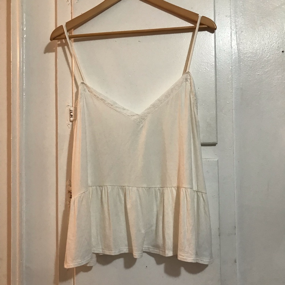 Peplum tank top with lace detail
